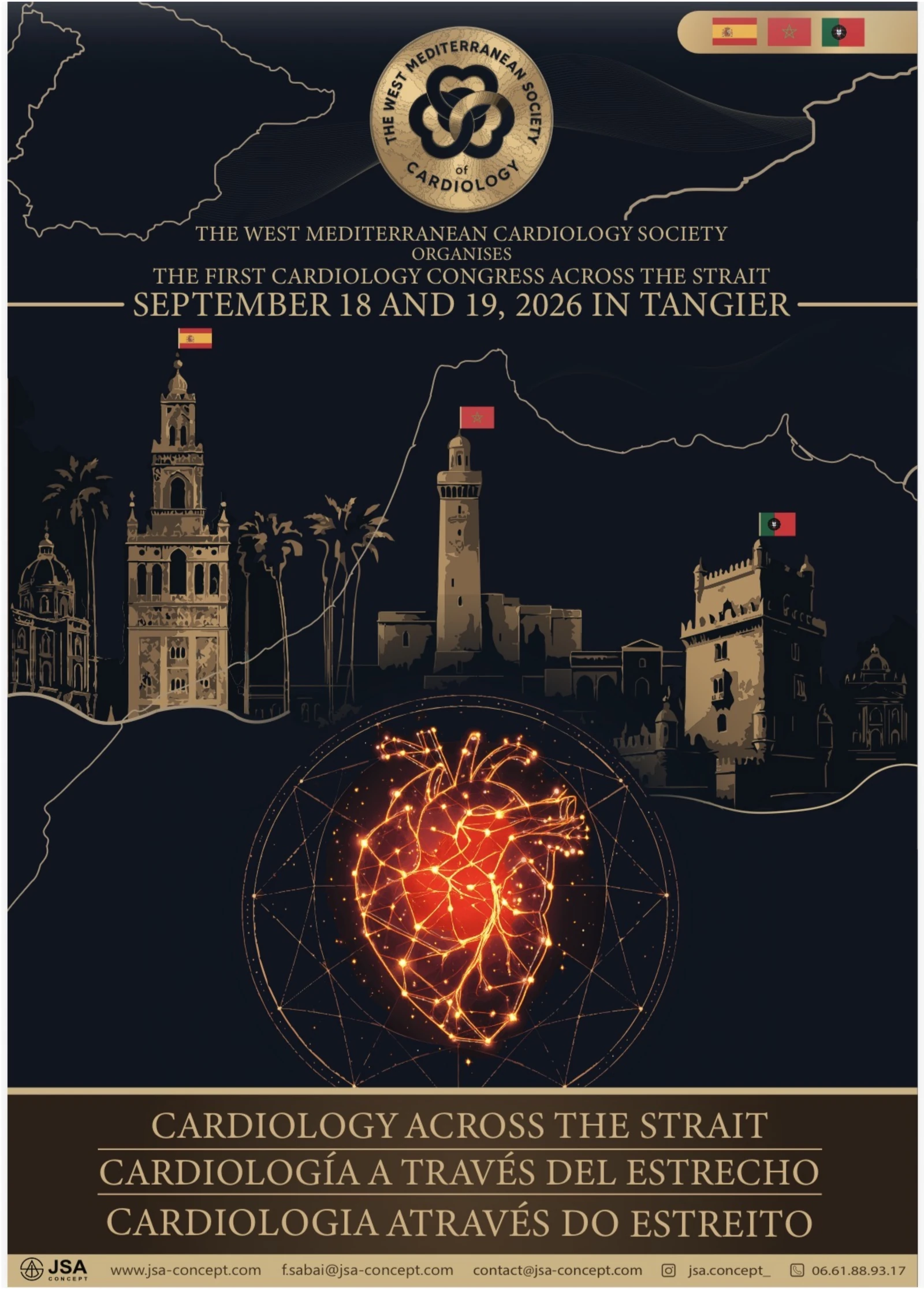WMSC First Cardiology Congress Across the Strait poster — 18–19 September 2026, Tangier