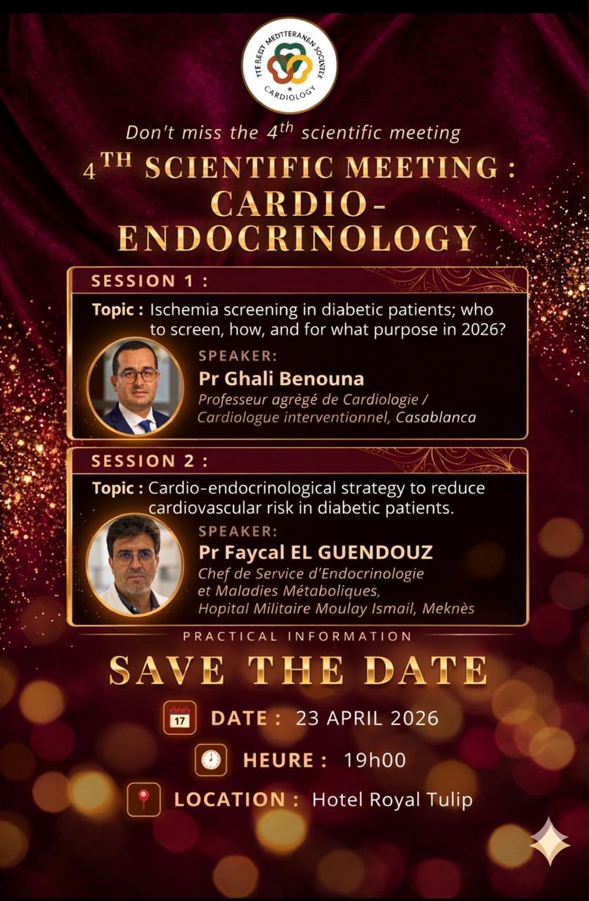 4th WMSC scientific meeting poster — Cardio-Endocrinology, Hotel Royal Tulip Tangier, 23 April 2026