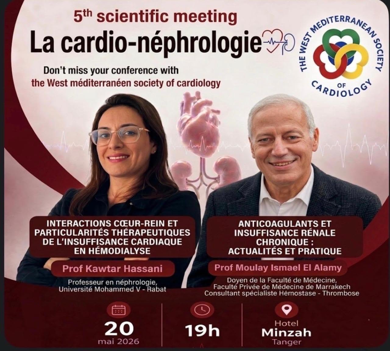 5th scientific meeting poster — Cardio-nephrology, Hotel Minzah Tangier, 20 May 2026