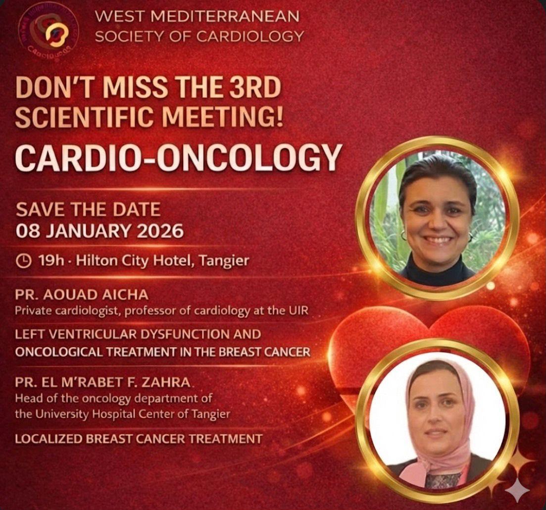 3rd WMSC scientific meeting poster — Cardio-Oncology, Hilton City Hotel Tangier, 8 January 2026
